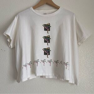 Vintage 1989 Dancers printed cropped t-shirt, off-white, OSFA